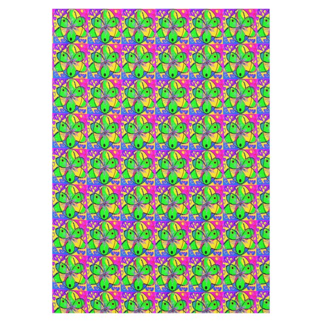 "BIG DESIGN GREEN BLUE RED MIXED COLOURS      TABLECLOTH (Front)