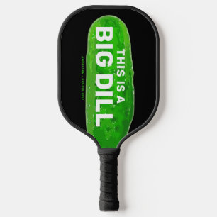 Big Dill Cartoon Funny Personalised Black Pickleball Paddle