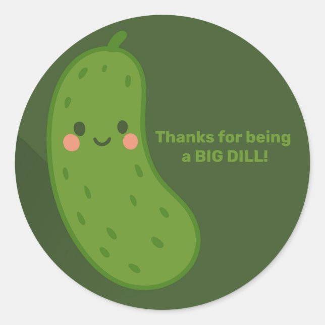 Big Dill Green Pickle Baby Shower Classic Round Sticker (Front)