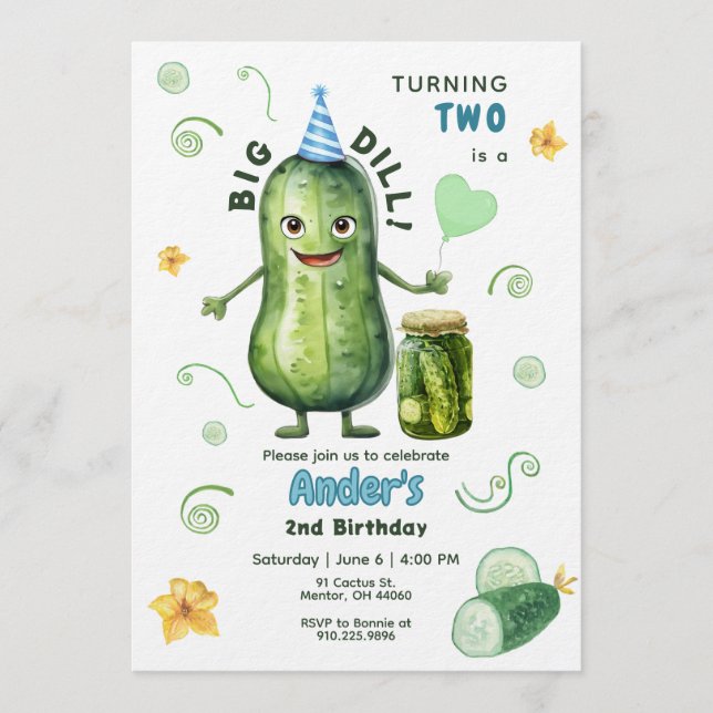 Big Dill Pickle Boy Birthday Any Age Invitation (Front)