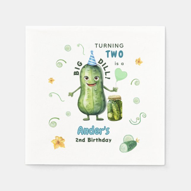 Big Dill Pickle Boy Birthday Any Age Napkin (Front)