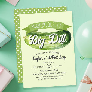 Big Dill Pickle Kids 1st Birthday Invitation