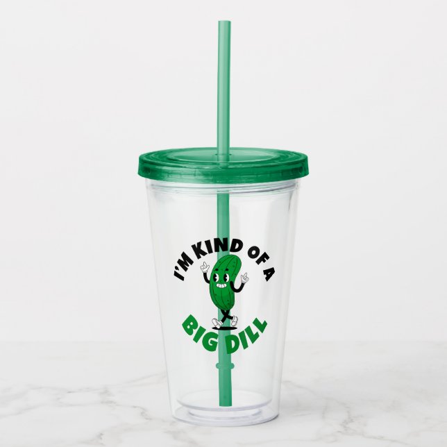 Big Dill Pickle Pun Acrylic Tumbler (Front)