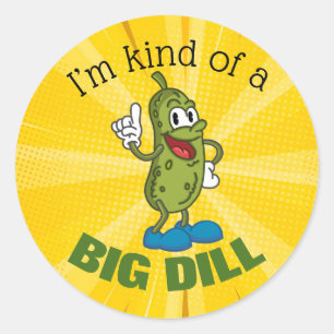 Big Dill Pickle Pun  Button Classic Round Sticker