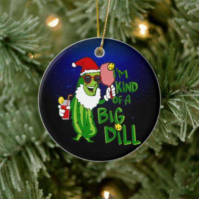 Big Dill PIckleball Santa Christmas Ceramic Tree Decoration (Tree)