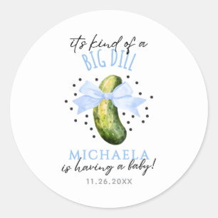 Big Dill Watercolor Coquette Pickle Baby Shower Classic Round Sticker
