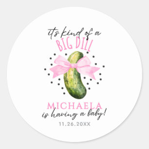Big Dill Watercolor Coquette Pickle Baby Shower Classic Round Sticker