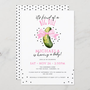 Big Dill Watercolor Coquette Pickle Baby Shower Invitation