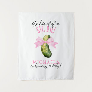 Big Dill Watercolor Coquette Pickle Baby Shower Tapestry