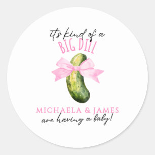 Big Dill Watercolor Pickle Couple's Baby Shower Classic Round Sticker