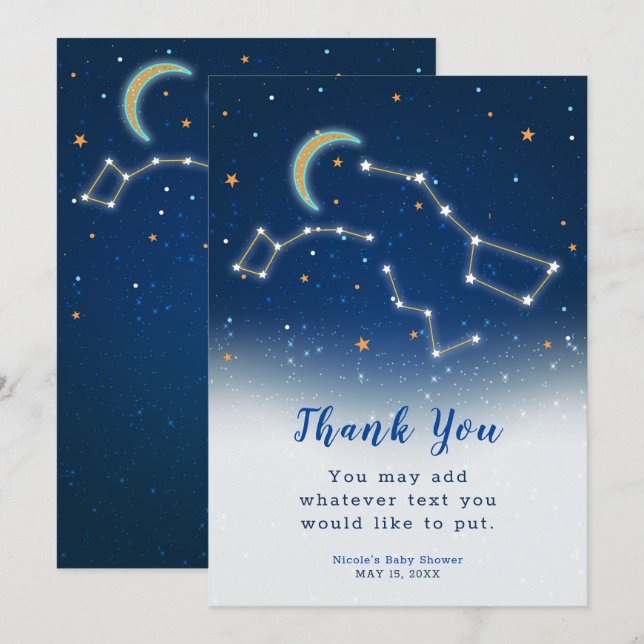 Big Dipper Star Gazing Constellation Thank You Invitation (Front/Back)