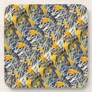 "Big Ditch Lily Tiled Pattern" Floral Coaster Set