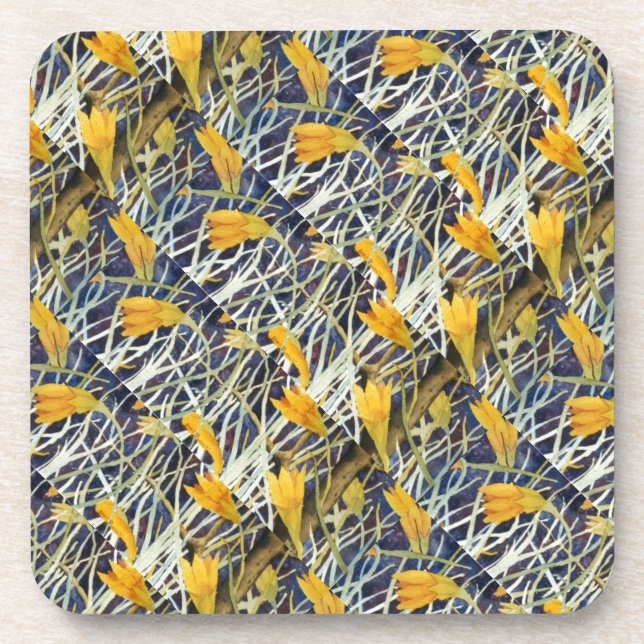 "Big Ditch Lily Tiled Pattern" Floral Coaster Set (Front)