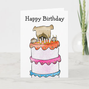 Big dog birthday cake card