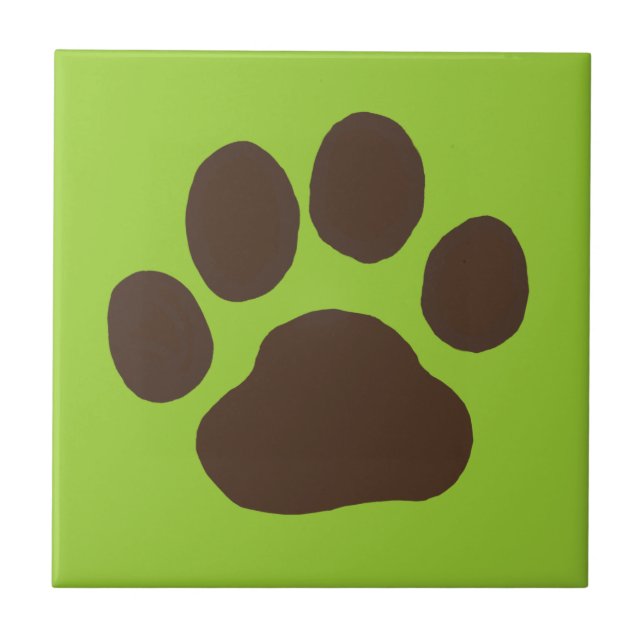 Big Dog Paw Print with Custom Background Colour Tile (Front)
