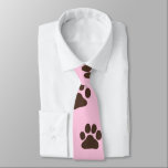 Big Dog Paw Prints Novelty Dog Lover's Neck Tie<br><div class="desc">This dog paw prints neck tie makes a fun gift for dog dads! Big brown paw prints on pink. Makes a cute novelty gift for Father's Day or just for fun for dog lovers.</div>