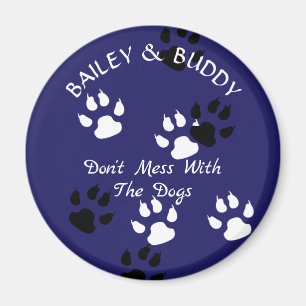 Big Dog Paw Prints on Blue Magnet