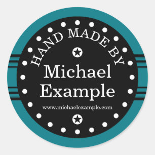 Big Dot & Stripes black + your backg. & ideas Classic Round Sticker