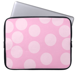 Big Dots Pattern. Pale Pink and Candy Pink. Laptop Sleeve