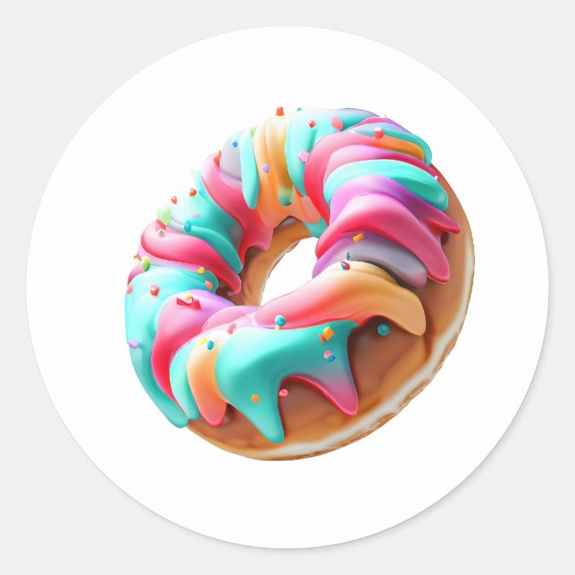 Big Doughnut Cute Classic Round Sticker (Front)