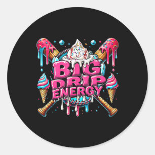 Big Drip Energy Baseball Drip Ice Cream Sprinkles  Classic Round Sticker