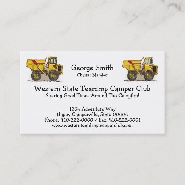 Big Dump Truck Business Card (Front)