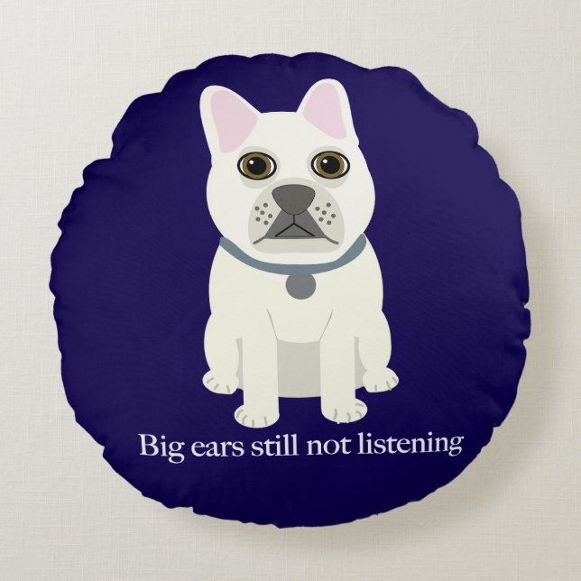 Big ears still not listening, Navy Round Cushion (Front)