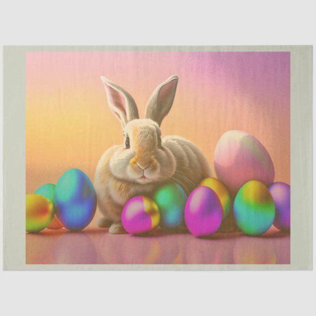 Big Easter Bunny With Colourful Eggs Collection Tissue Paper (Front)