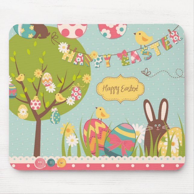 Big Easter set with cute chocolate rabbit Mouse Mat (Front)