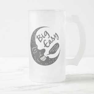 Big Easy Crescent Frosted Glass Beer Mug