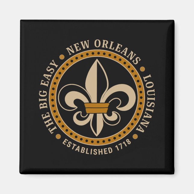 Big Easy New Orleans Louisiana Fleur De Lis Establ Magnet (Front)