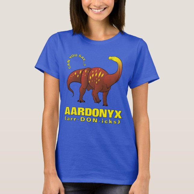 Big Extinct Names (#1): Aardonyx dinosaur T-Shirt (Front)