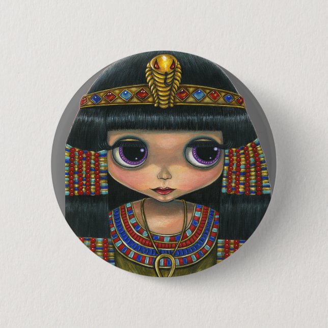 Big Eye Cleopatra Girl Doll Cute 6 Cm Round Badge (Front)
