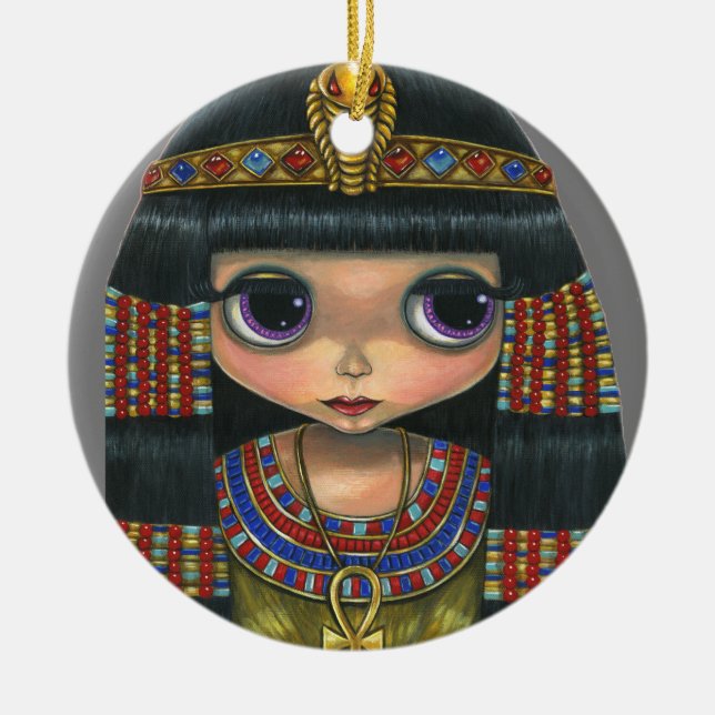 Big Eye Cleopatra Girl Doll Cute Ceramic Tree Decoration (Front)