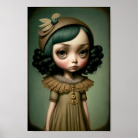 Big Eye Flapper Girl Art Print