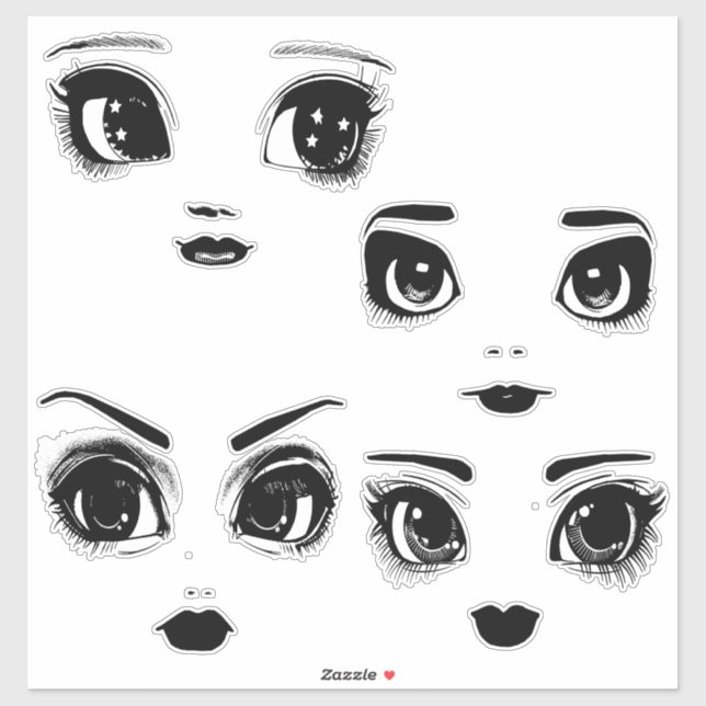 Big Eye Girl Faces Original Art (Sheet)