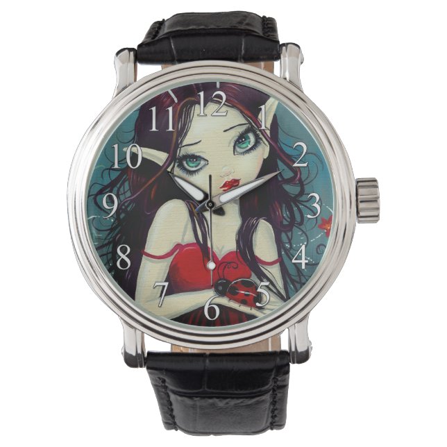 Big Eye Ladybug Fairy Fantasy Art Watch (Front)
