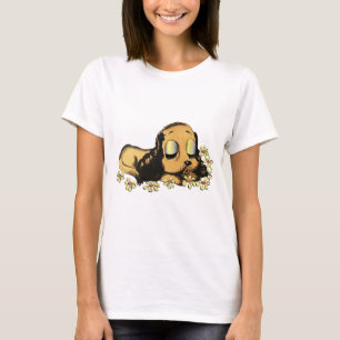 big eye sleeping Puppy Dog Cartoon Animal Art T-Shirt