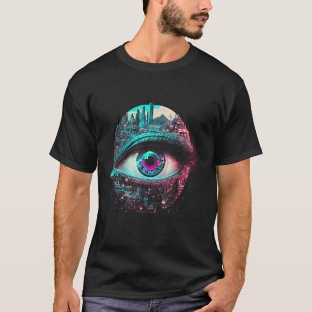 Big Eye Tech Scifi Gamer Eye T-Shirt (Front)