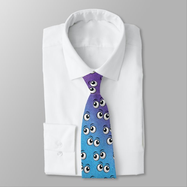 Big Eyeballs On Gradient Rainbow Background Tie (Tied)