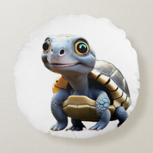 Big-Eyed Baby Tortoise Round Cushion