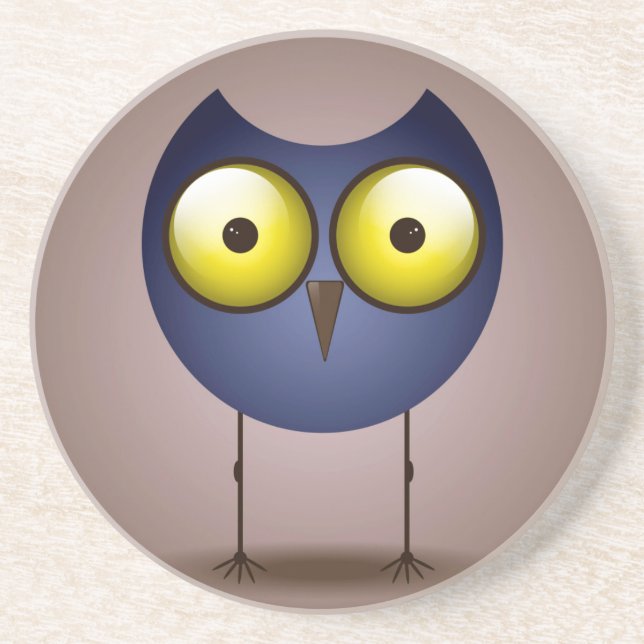 Big Eyed Blue Owl Coaster (Front)