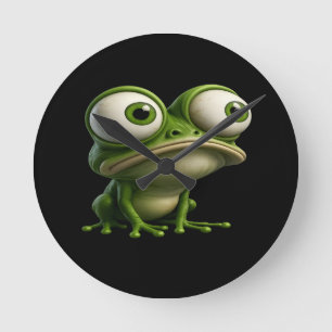 Big-Eyed Cartoon Frog Round Clock