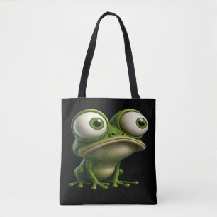 Big-Eyed Cartoon Frog Tote Bag