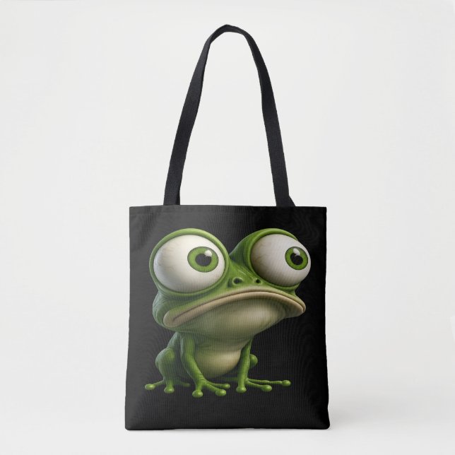 Big-Eyed Cartoon Frog Tote Bag (Front)
