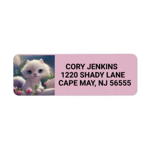 BIG EYED CAT CUTE ART Return Address Labels