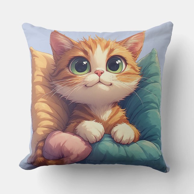 Big Eyed Cat Resting On For Everyday Decor  Cushion (Front)