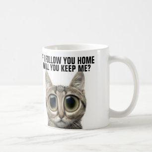 Big eyed cute funny cat coffee mug