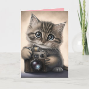 BIG EYED CUTE KITTEN CAT VALENTINE'S DAY FRIEND  CARD