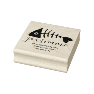 Big Eyed Fish Skeleton Rubber Stamp